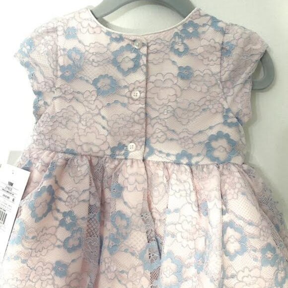 NEW! Mia & Mimi 2pc Pink with Lace Overlay Cap Sleeve Dress & Bloomers - Picture 4 of 12